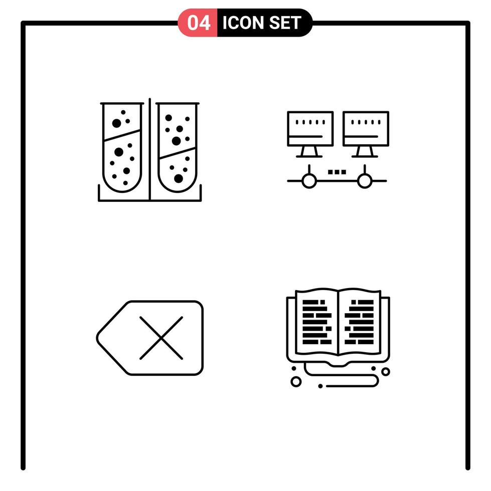 4 Line concept for Websites Mobile and Apps apparatus delete laboratory test server library Editable Vector Design Elements