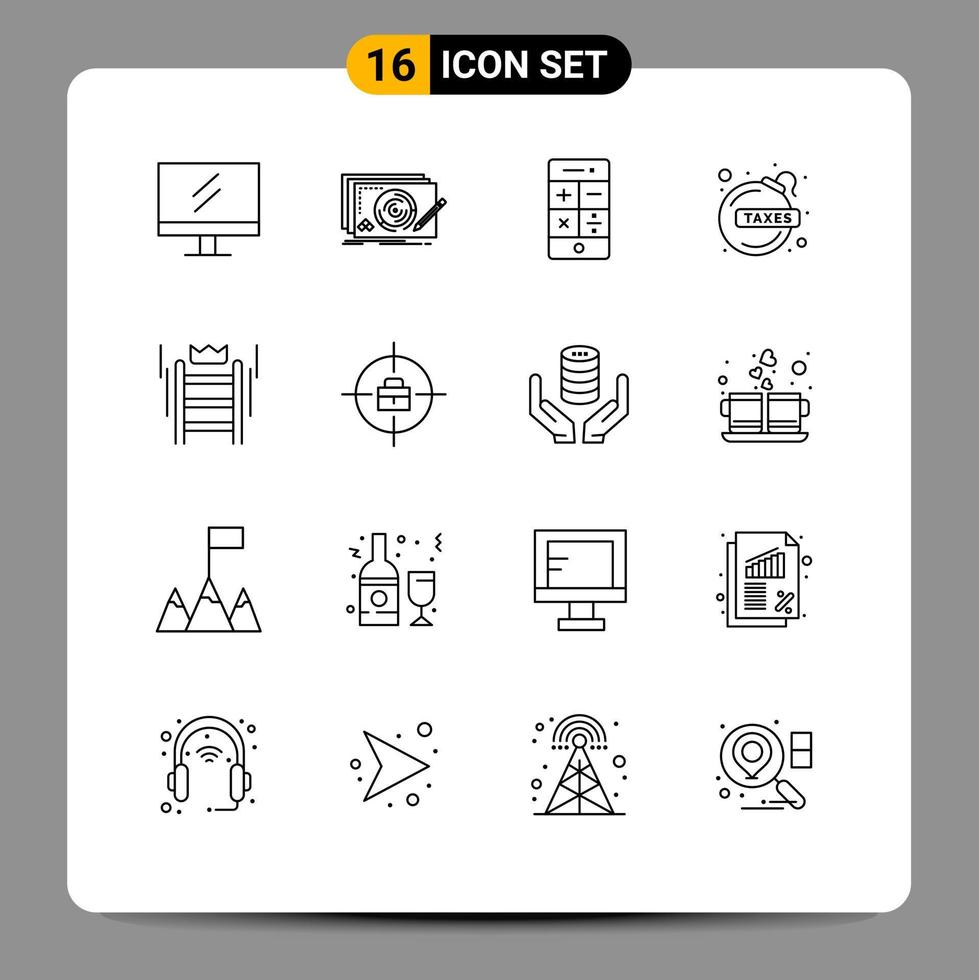 Set of 16 Vector Outlines on Grid for success tax calculator fiancca loan bomb Editable Vector Design Elements