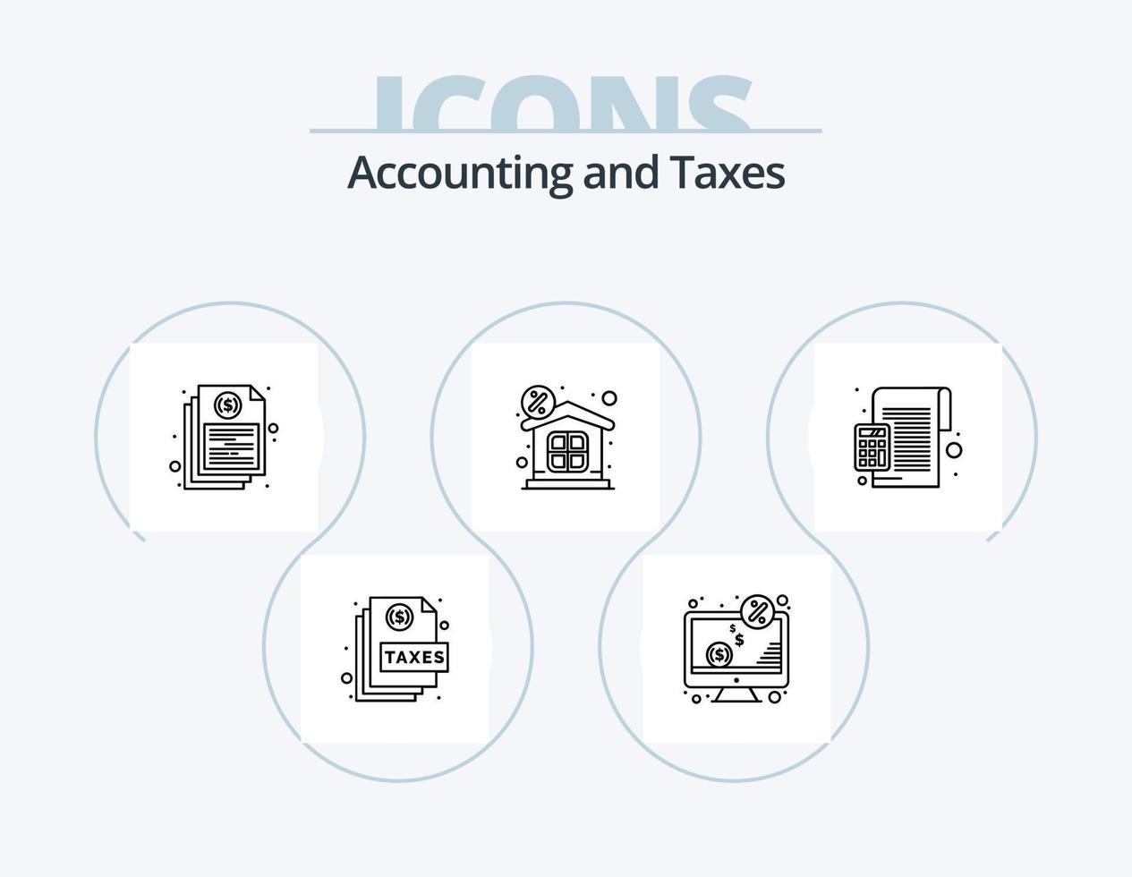 Taxes Line Icon Pack 5 Icon Design. buy. revenue. chart. payment. finance vector