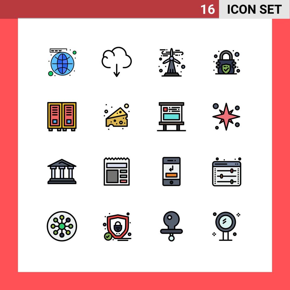 16 User Interface Flat Color Filled Line Pack of modern Signs and Symbols of read education ecology security encryption Editable Creative Vector Design Elements