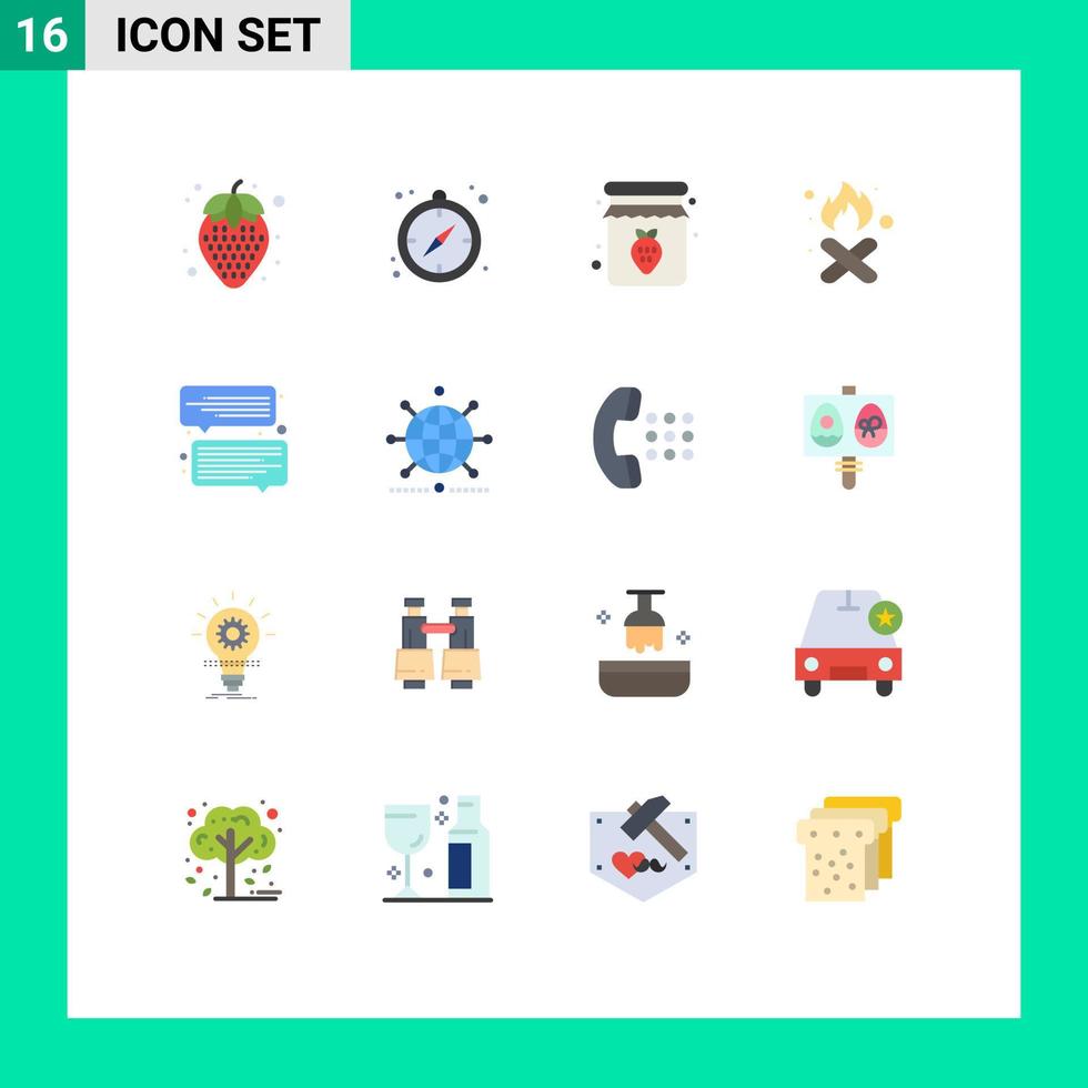 paquete de iconos de vector de stock de 16 signos y símbolos de línea para chat de mensajes basura de humo de fresa paquete editable de elementos creativos de diseño de vectores