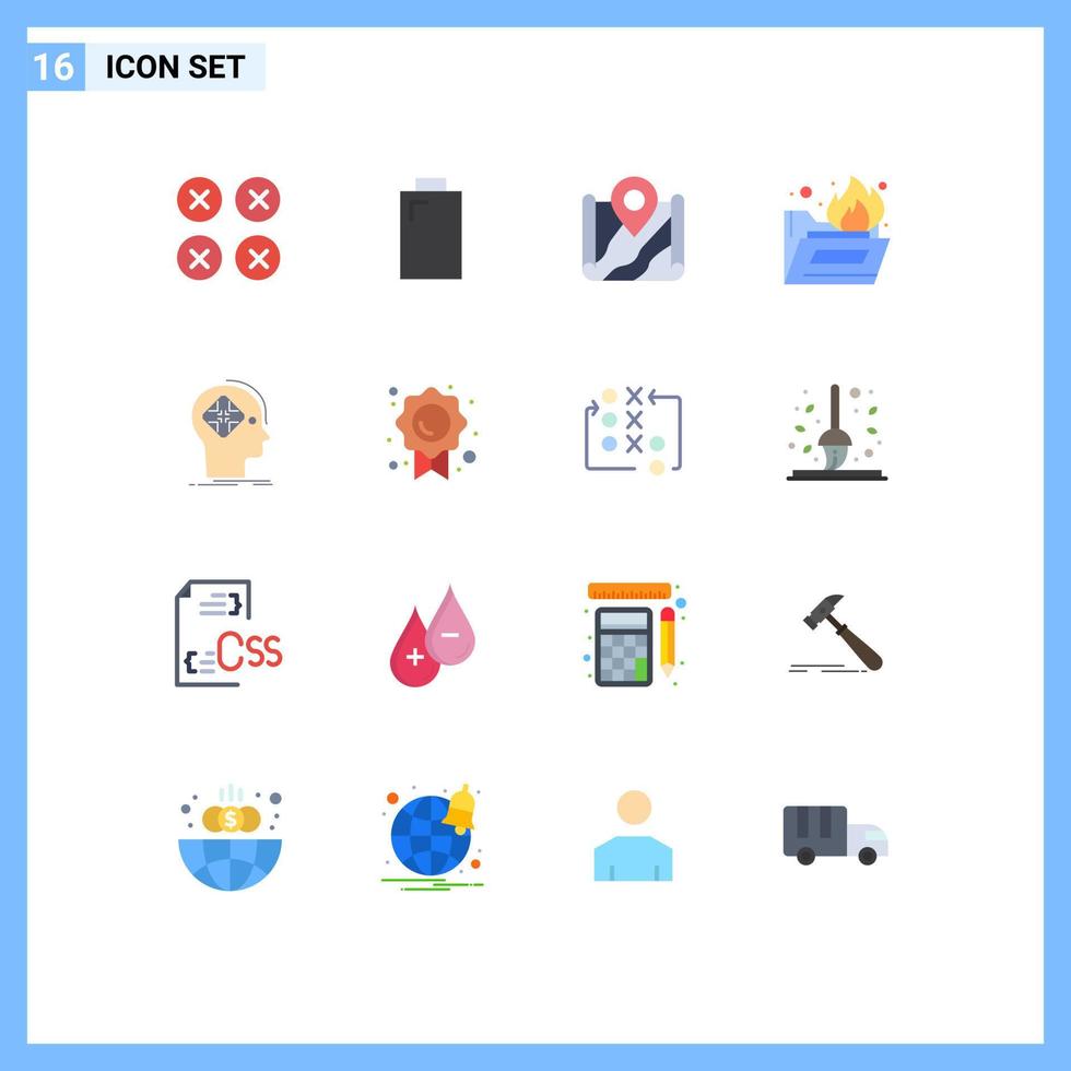 Set of 16 Modern UI Icons Symbols Signs for cyber folder fire map folder antivirus destination Editable Pack of Creative Vector Design Elements