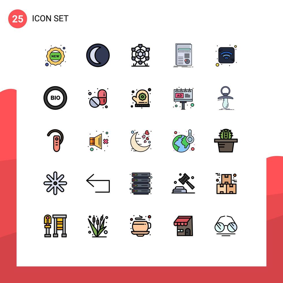 Universal Icon Symbols Group of 25 Modern Filled line Flat Colors of signal statistics park report data Editable Vector Design Elements