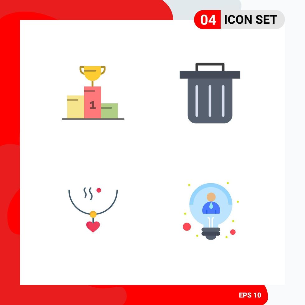 conjunto moderno de 4 iconos y símbolos planos, como amuleto de taza de fiesta de tazón, elementos de diseño de vectores editables creativos