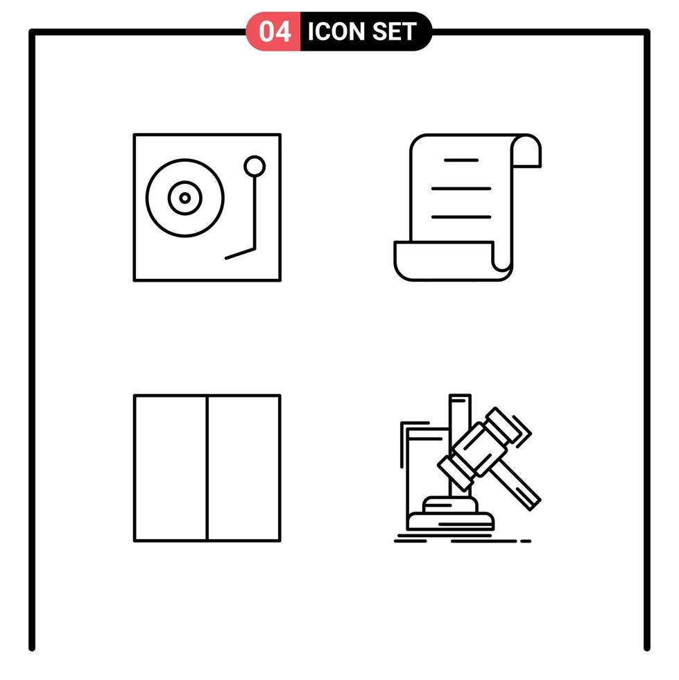 Group of 4 Filledline Flat Colors Signs and Symbols for devices interface turntable log workspace Editable Vector Design Elements