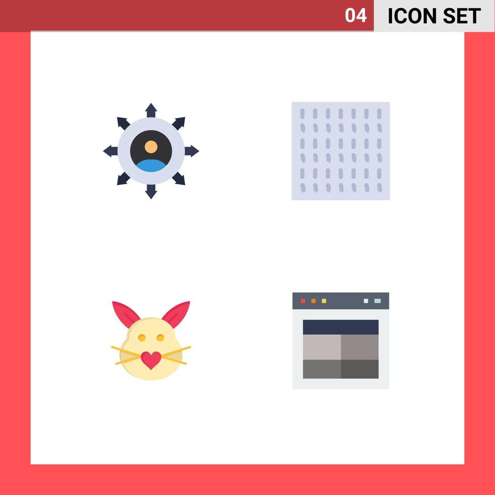 Set of 4 Commercial Flat Icons pack for business bunny manager haze cute Editable Vector Design Elements