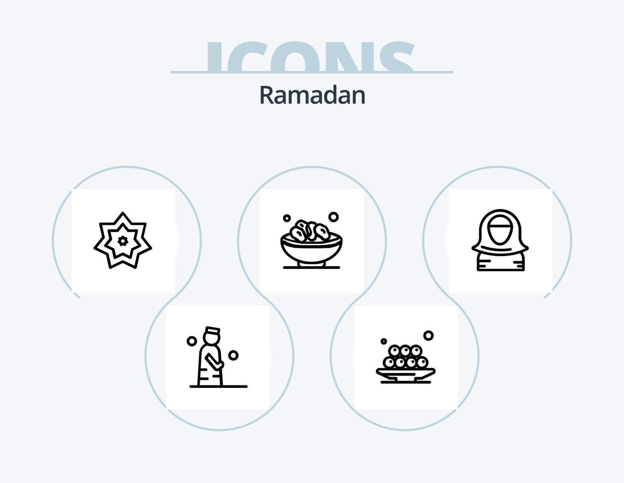 paquete de iconos de línea de ramadán 5 diseño de iconos. orar. Ramadán. Duá. mes. islam vector