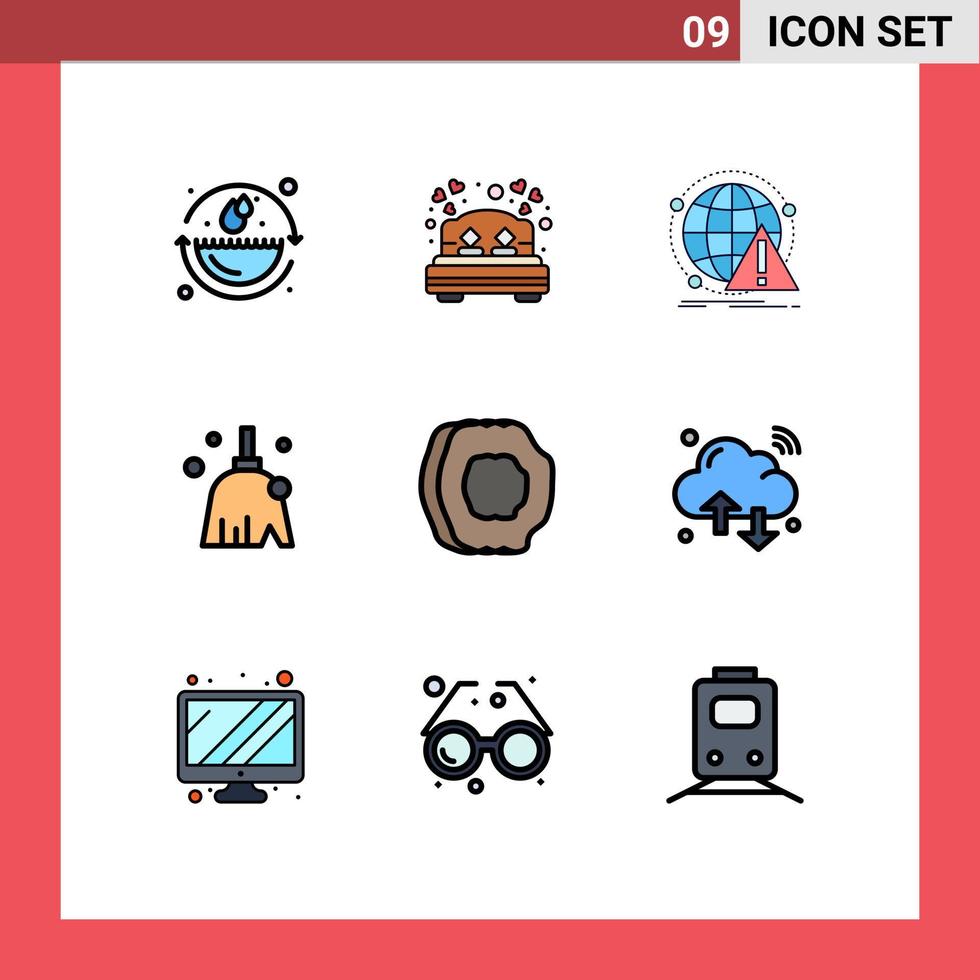 Pictogram Set of 9 Simple Filledline Flat Colors of apricot cleaning alert clean virus Editable Vector Design Elements