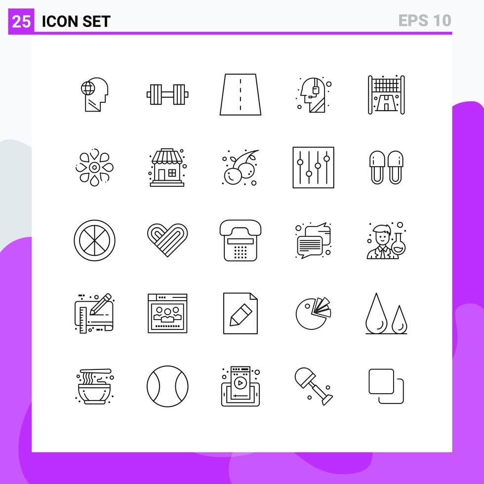 25 User Interface Line Pack of modern Signs and Symbols of call centre call weight assistance grid Editable Vector Design Elements