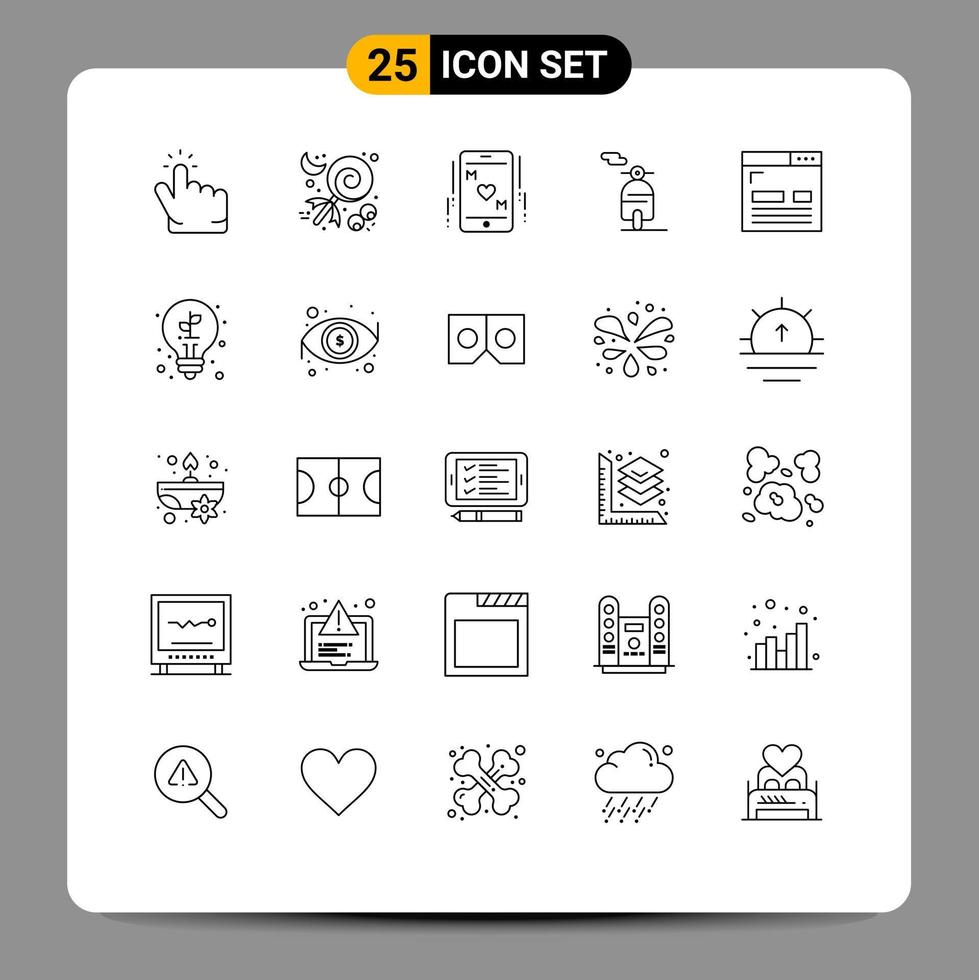 25 Line concept for Websites Mobile and Apps development coding phone transport motor Editable Vector Design Elements