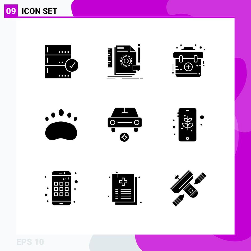 Modern Set of 9 Solid Glyphs Pictograph of science education feedback badge first Editable Vector Design Elements