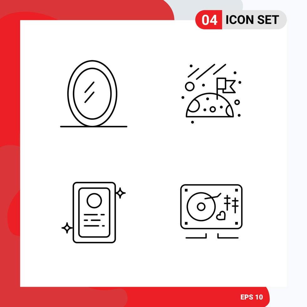 Stock Vector Icon Pack of 4 Line Signs and Symbols for interior love moon job application wedding Editable Vector Design Elements