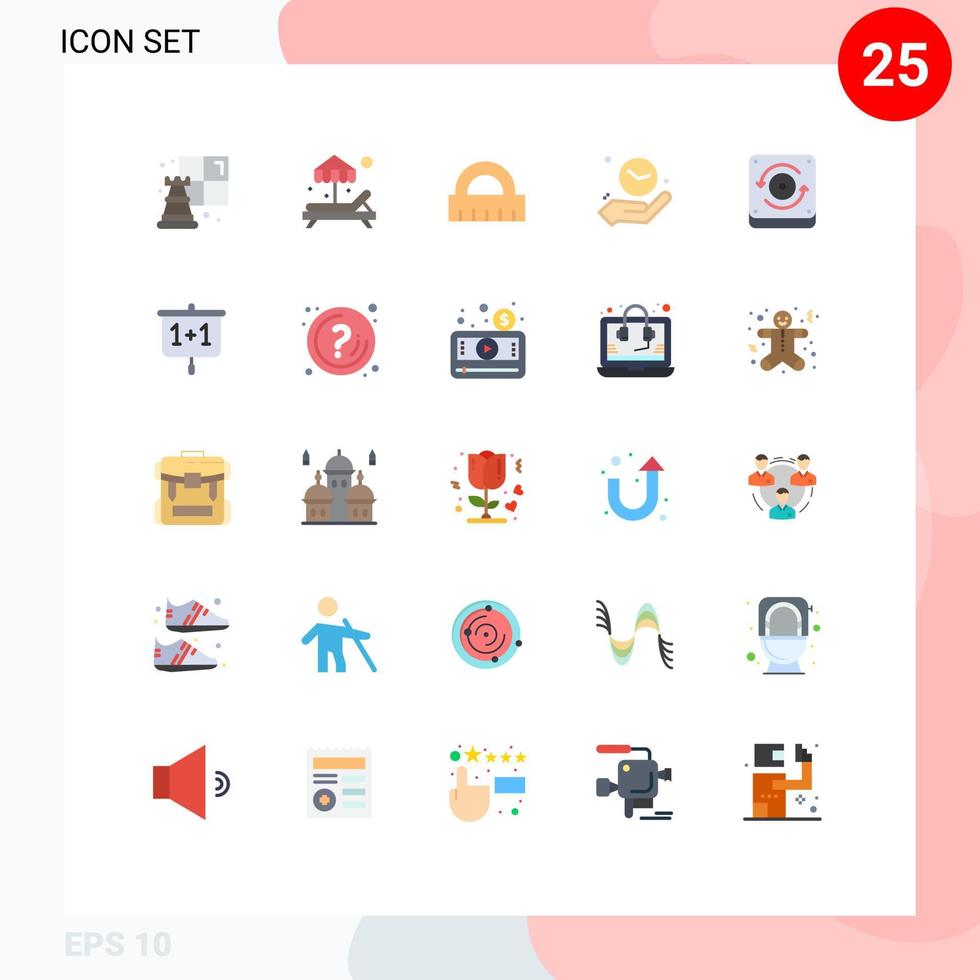 25 Universal Flat Colors Set for Web and Mobile Applications education sound ruler speaker time Editable Vector Design Elements