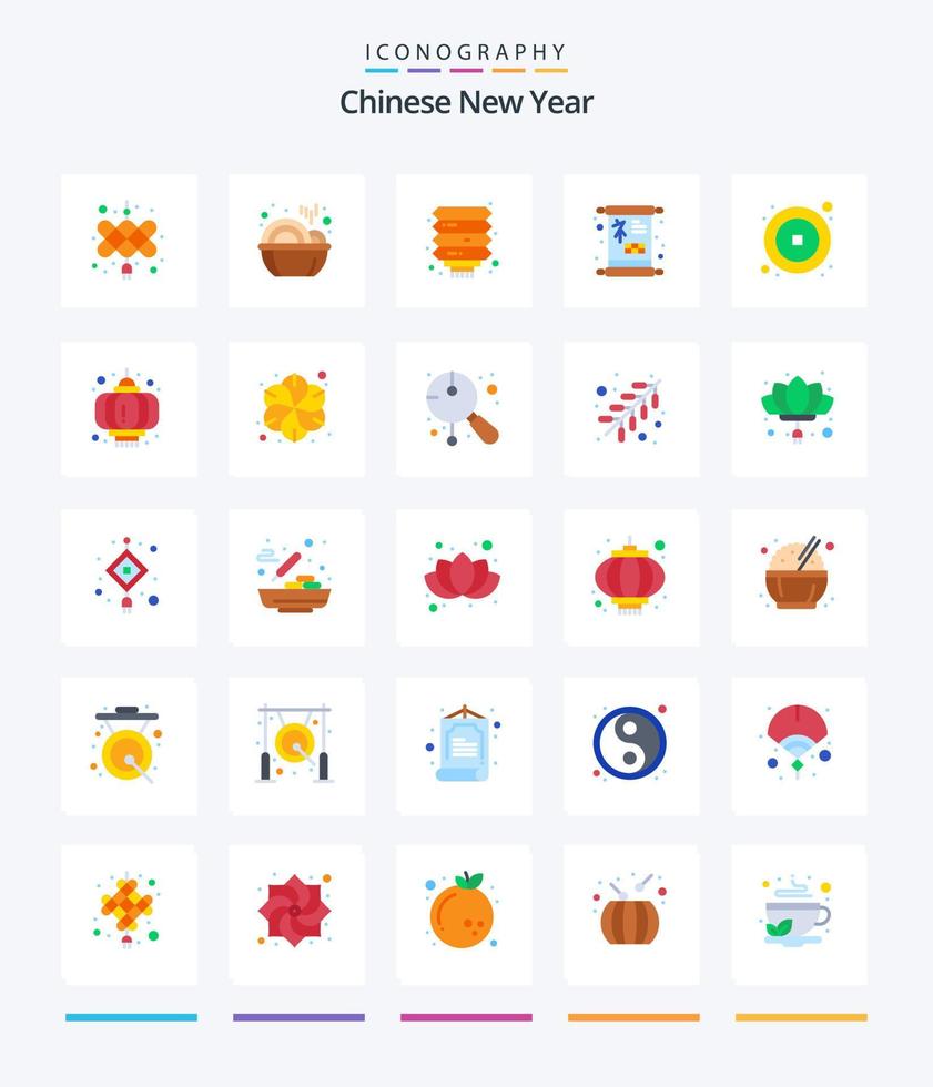 Creative Chinese New Year 25 Flat icon pack  Such As new. coin. chinese. sign. luck vector