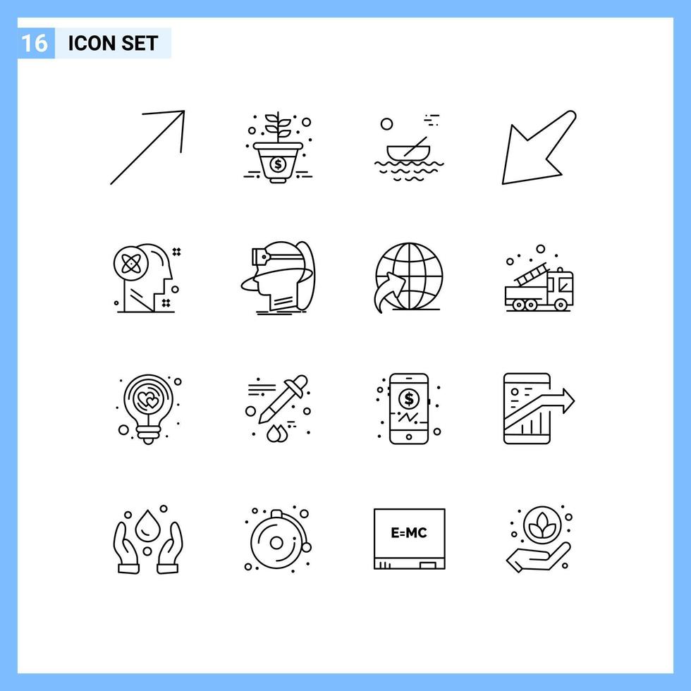 16 Creative Icons Modern Signs and Symbols of processing user canoes left arrow Editable Vector Design Elements