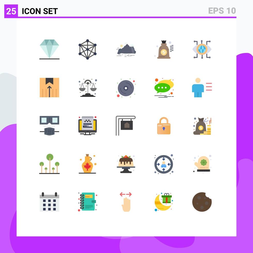 25 Creative Icons Modern Signs and Symbols of technology data hill money bag Editable Vector Design Elements