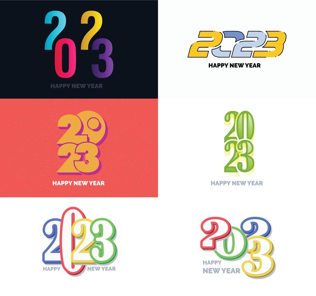 Big Set of 2023 Happy New Year logo text design 2023 number design template vector