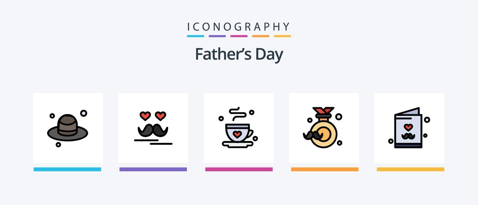 Fathers Day Line Filled 5 Icon Pack Including brim. fathers day. dad. father. balloon. Creative Icons Design vector