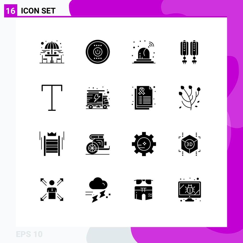 Group of 16 Modern Solid Glyphs Set for style family alarm decoration china Editable Vector Design Elements