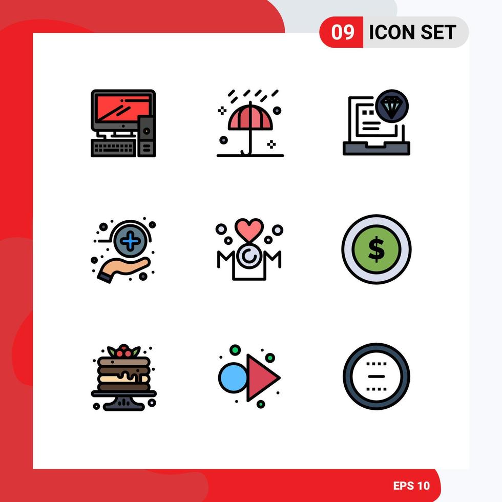 Pictogram Set of 9 Simple Filledline Flat Colors of medicine health winter care coding Editable Vector Design Elements