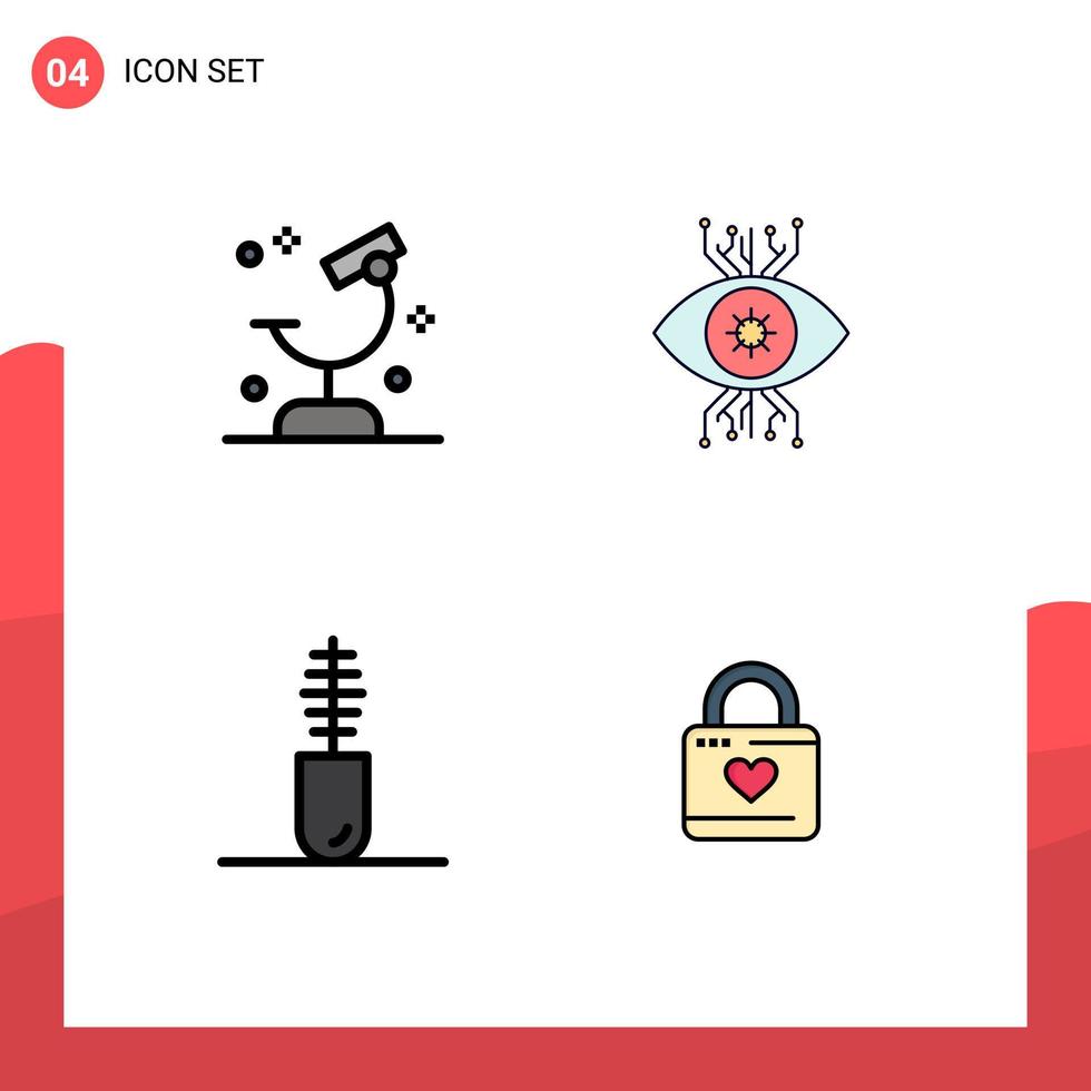 User Interface Pack of 4 Basic Filledline Flat Colors of biology eye research monitoring clothing Editable Vector Design Elements