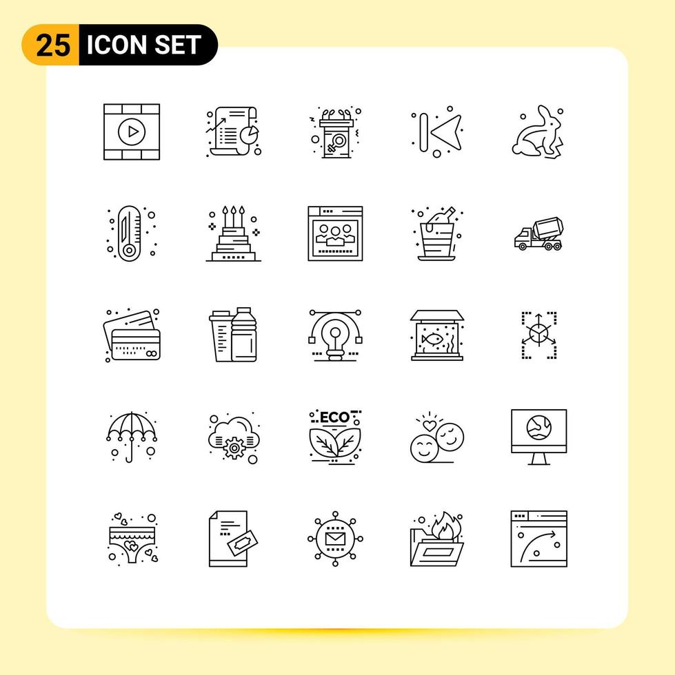 Set of 25 Vector Lines on Grid for left forward statistic arrows message Editable Vector Design Elements