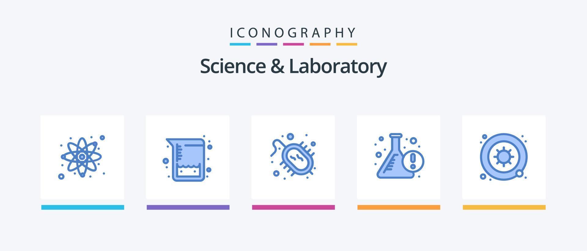 paquete de iconos de ciencia azul 5 que incluye ciencia. gérmenes virus. bacterias matraz. diseño de iconos creativos vector