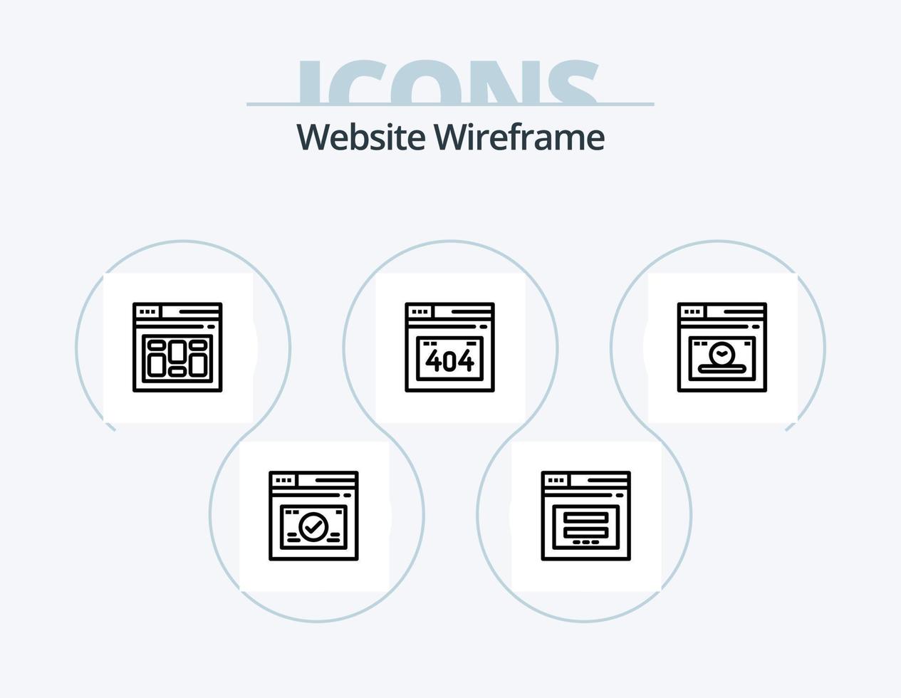 Website Wireframe Line Icon Pack 5 Icon Design. internet. page. browser. mail. browser vector