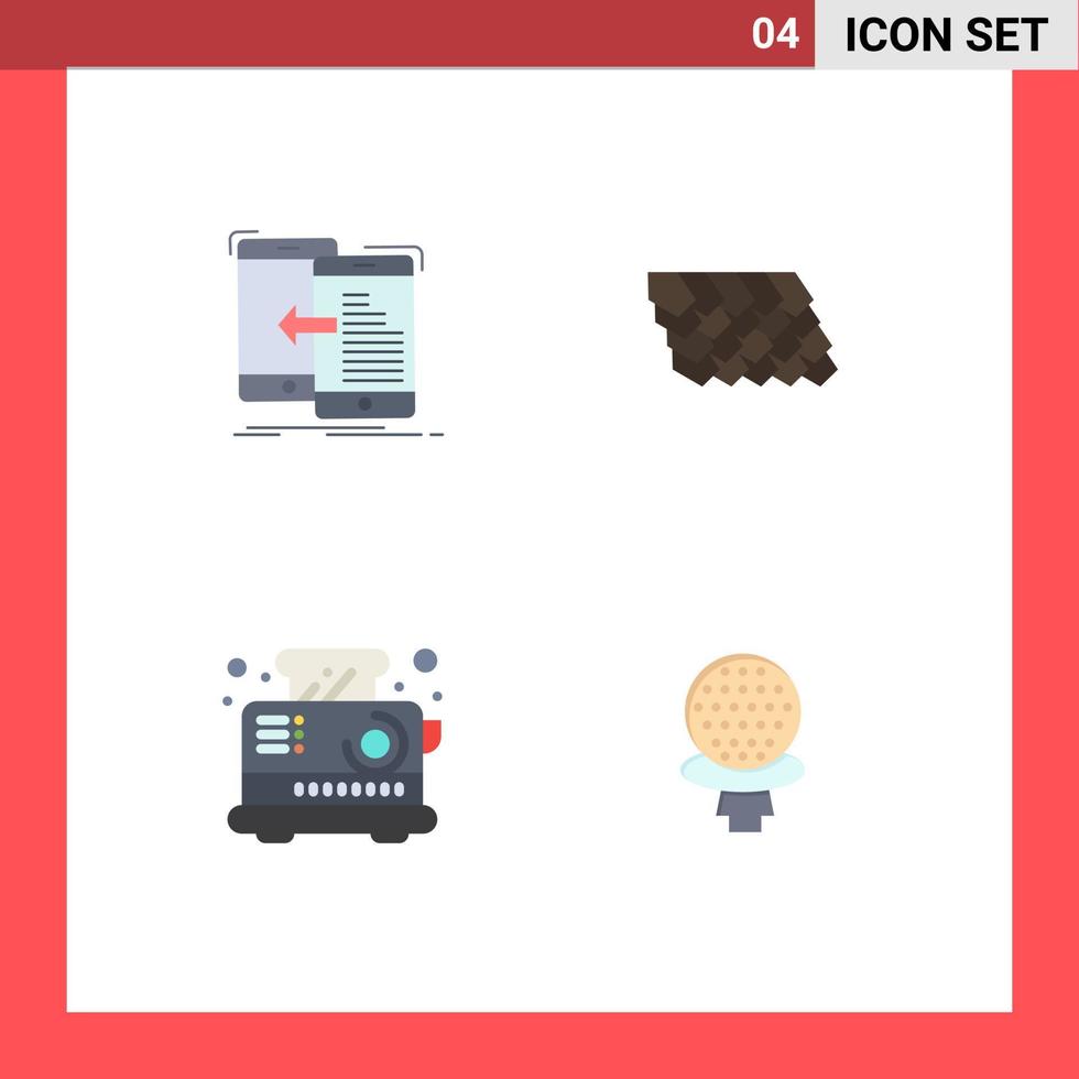 Pictogram Set of 4 Simple Flat Icons of data breakfast management tile kitchen Editable Vector Design Elements