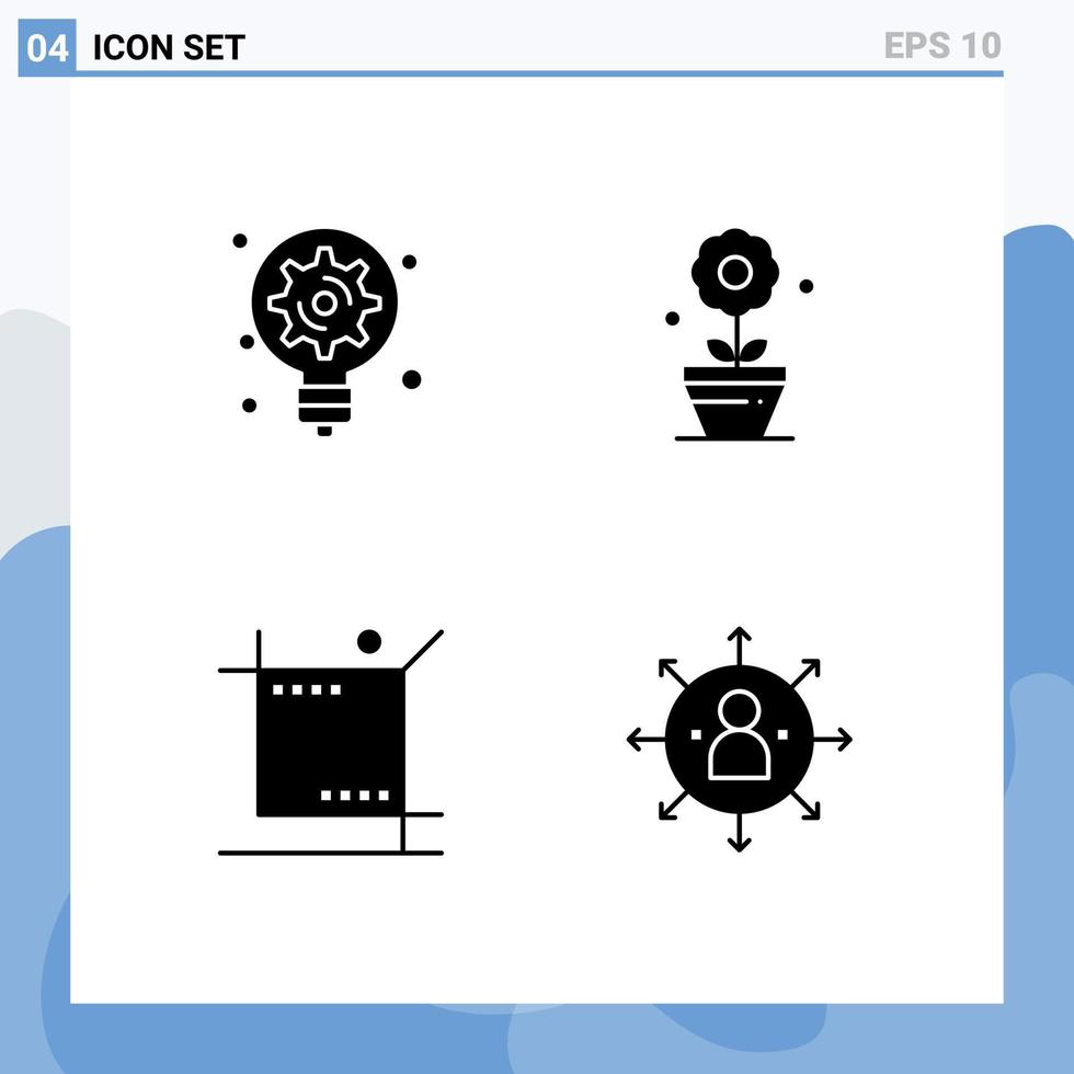 paquete de iconos vectoriales de stock de 4 signos y símbolos de línea para la generación de herramientas de flores de bombillas gráficas elementos de diseño vectorial editables vector