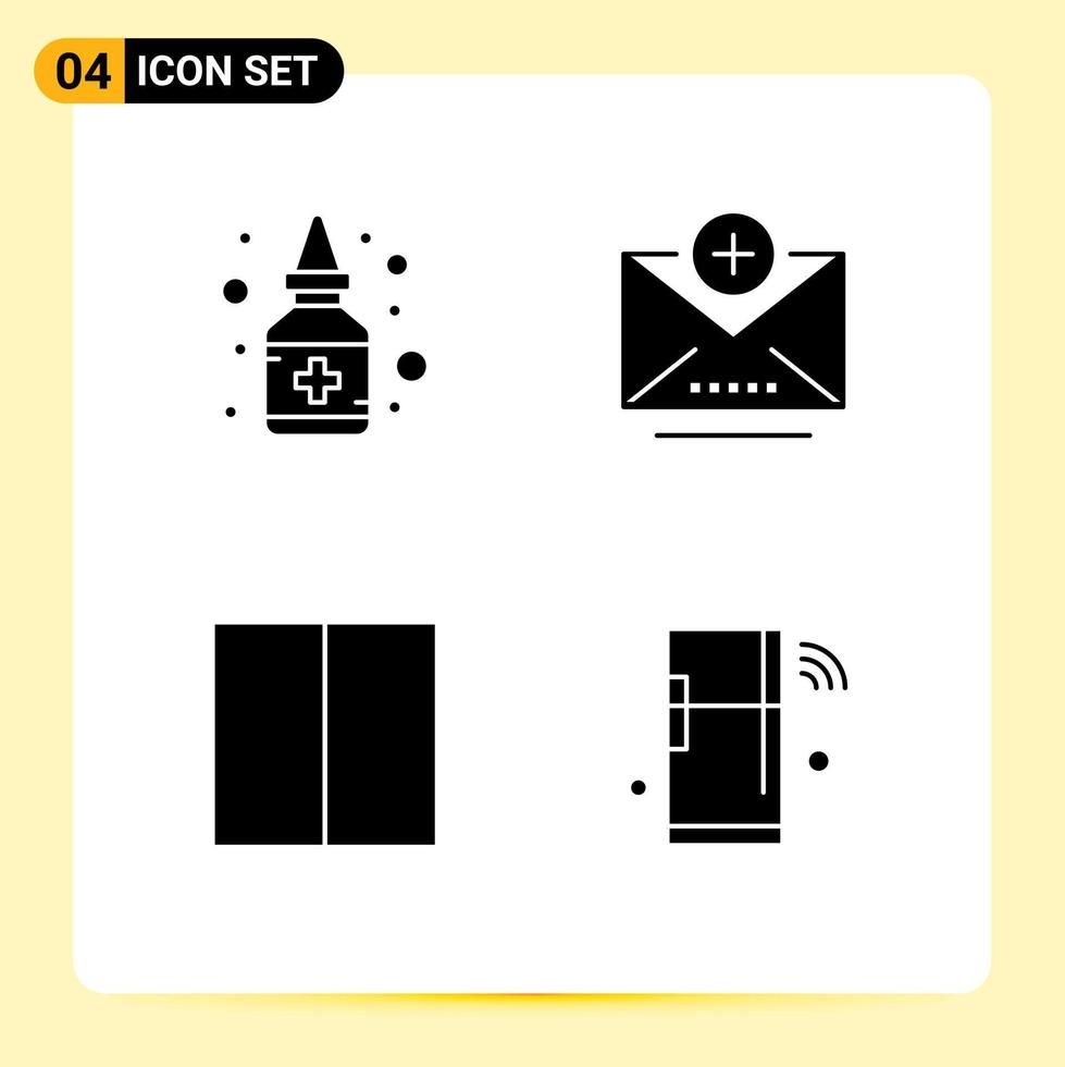 Set of 4 Modern UI Icons Symbols Signs for bottle layout medicine email internet Editable Vector Design Elements