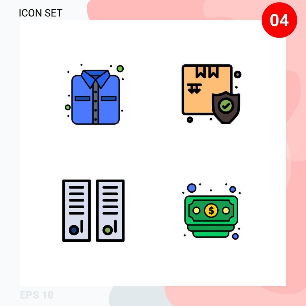 Set of 4 Modern UI Icons Symbols Signs for office lockers room shop security sport room Editable Vector Design Elements