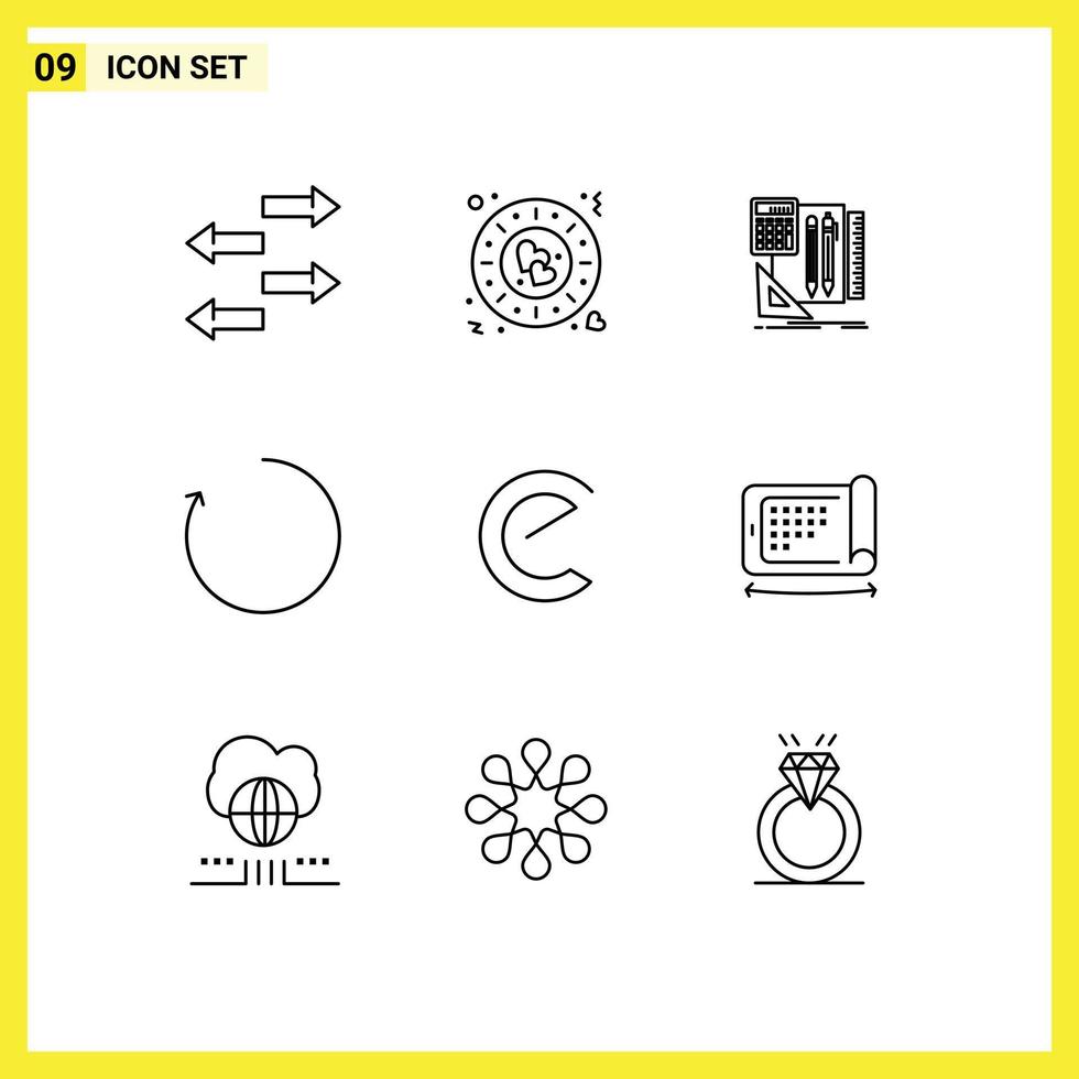 9 iconos creativos signos y símbolos modernos de moneda criptográfica moneda libro energía moneda en el sentido de las agujas del reloj elementos de diseño vectorial editables vector
