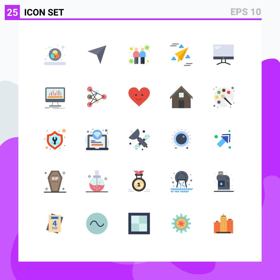 Universal Icon Symbols Group of 25 Modern Flat Colors of device computer spread fly design Editable Vector Design Elements