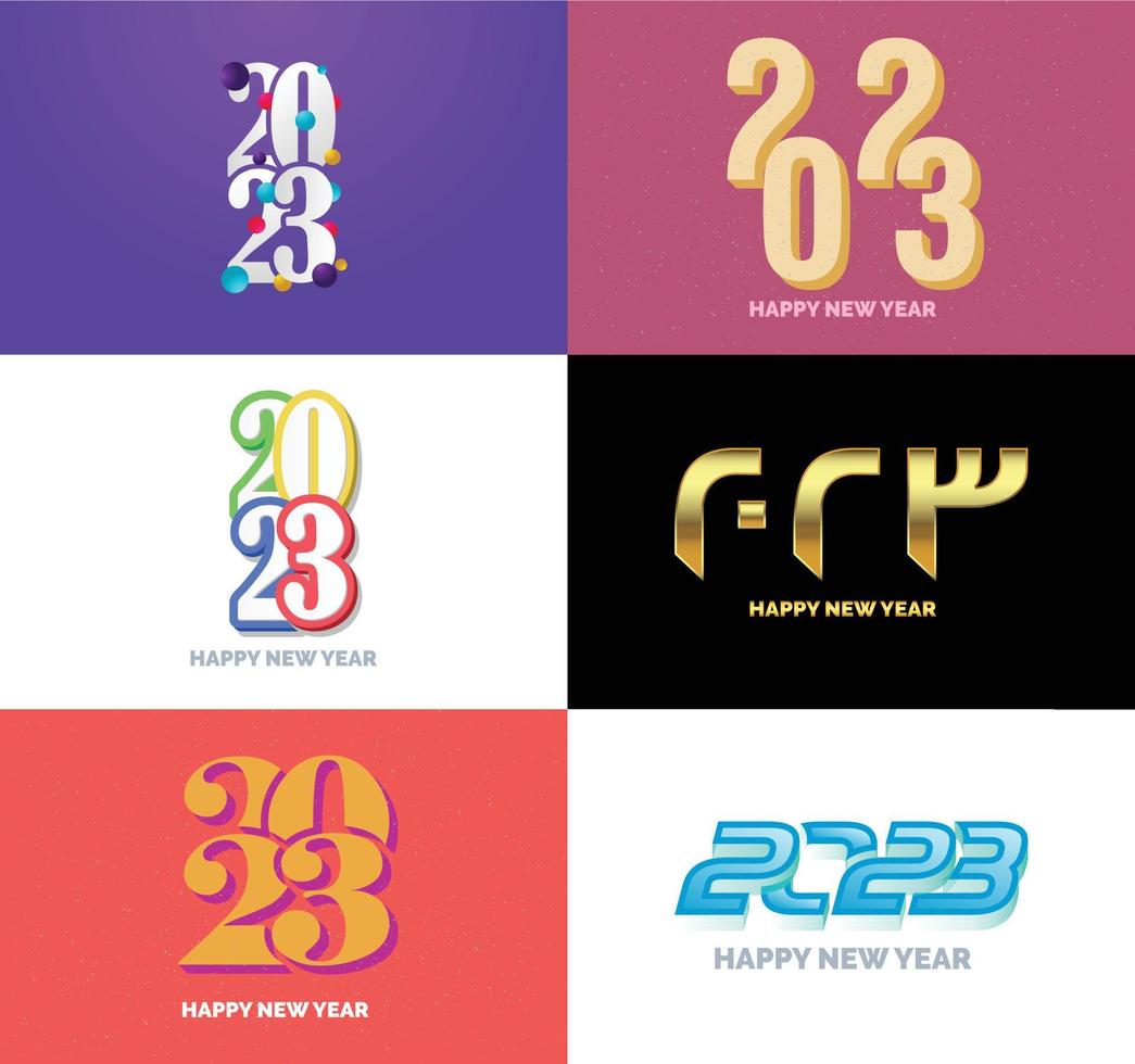 Big Collection of 2023 Happy New Year symbols Cover of business diary for 2023 with wishes vector