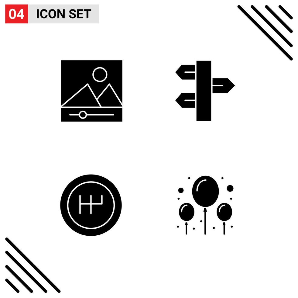 Set of 4 Modern UI Icons Symbols Signs for gallery mechanics christmas vacation celebration Editable Vector Design Elements