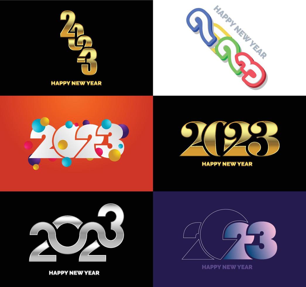 Big Set of 2023 Happy New Year logo text design 2023 number design template vector