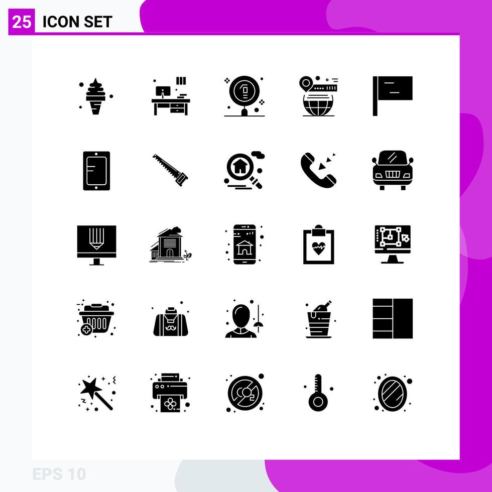 Solid Glyph Pack of 25 Universal Symbols of website world biology pin science Editable Vector Design Elements