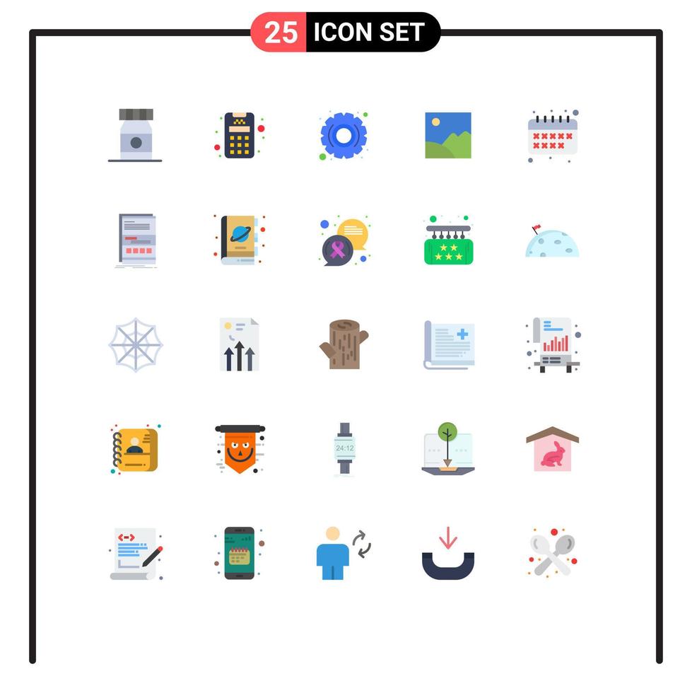 User Interface Pack of 25 Basic Flat Colors of browser education settings back to school picture Editable Vector Design Elements