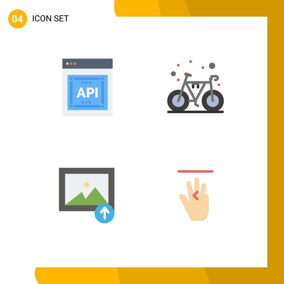 Modern Set of 4 Flat Icons Pictograph of api photo software cycle hand Editable Vector Design Elements