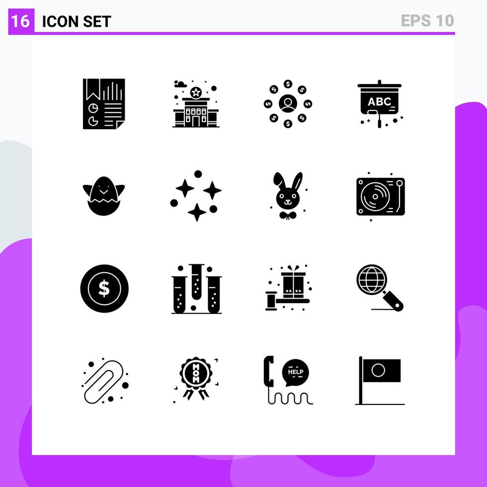 Universal Icon Symbols Group of 16 Modern Solid Glyphs of spring easter user education projector Editable Vector Design Elements