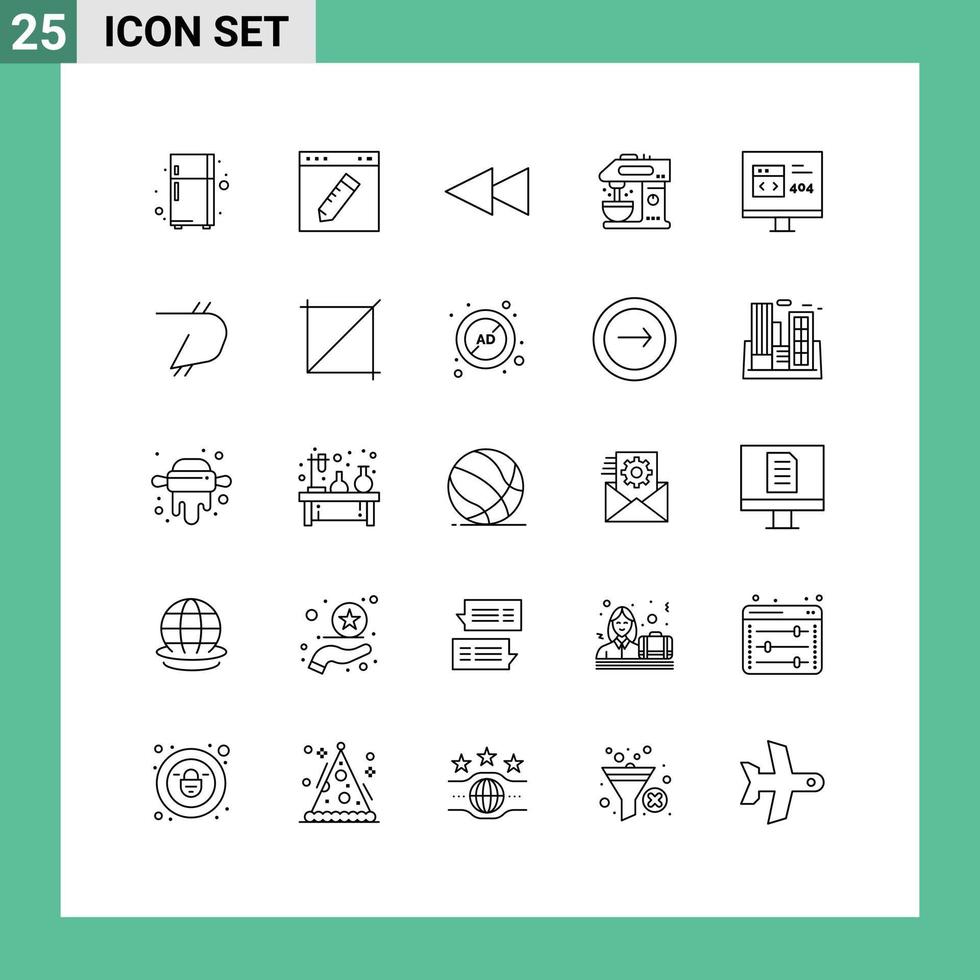 Universal Icon Symbols Group of 25 Modern Lines of development browser backward app coffee machine Editable Vector Design Elements