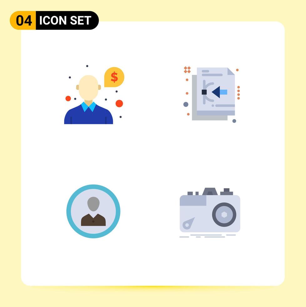 Group of 4 Flat Icons Signs and Symbols for help human support vector people Editable Vector Design Elements