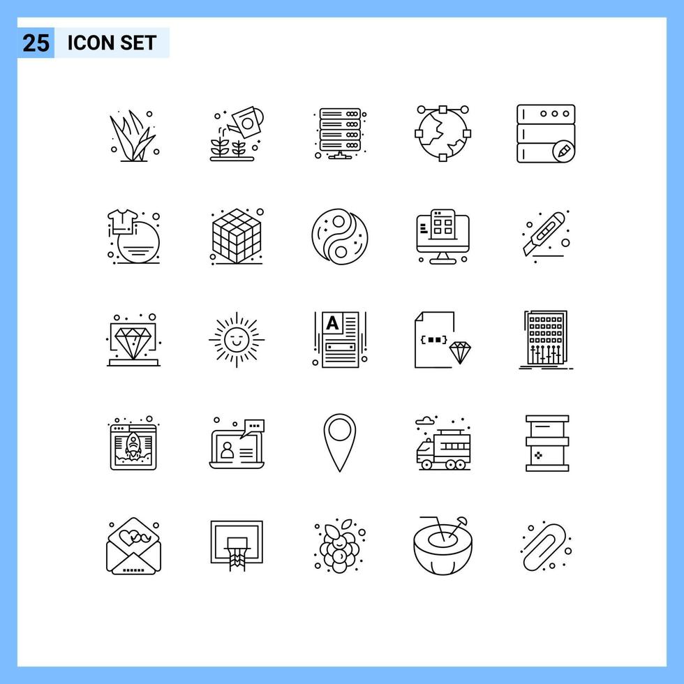 25 Creative Icons Modern Signs and Symbols of line development data design vpn Editable Vector Design Elements