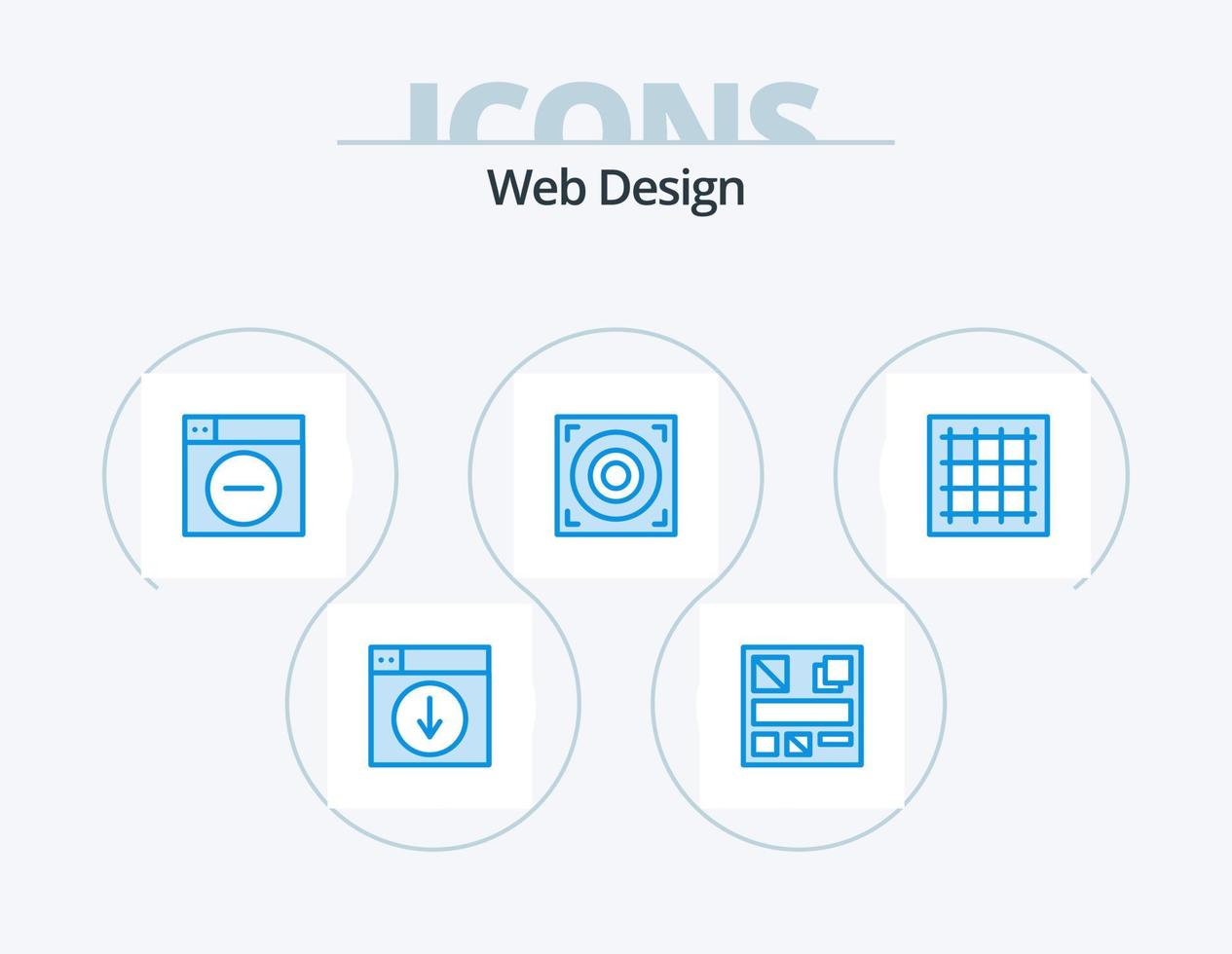 Web Design Blue Icon Pack 5 Icon Design. drawing. grid. web. speaker. web vector