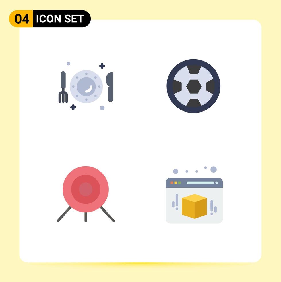 4 Thematic Vector Flat Icons and Editable Symbols of dish archery knife award target Editable Vector Design Elements