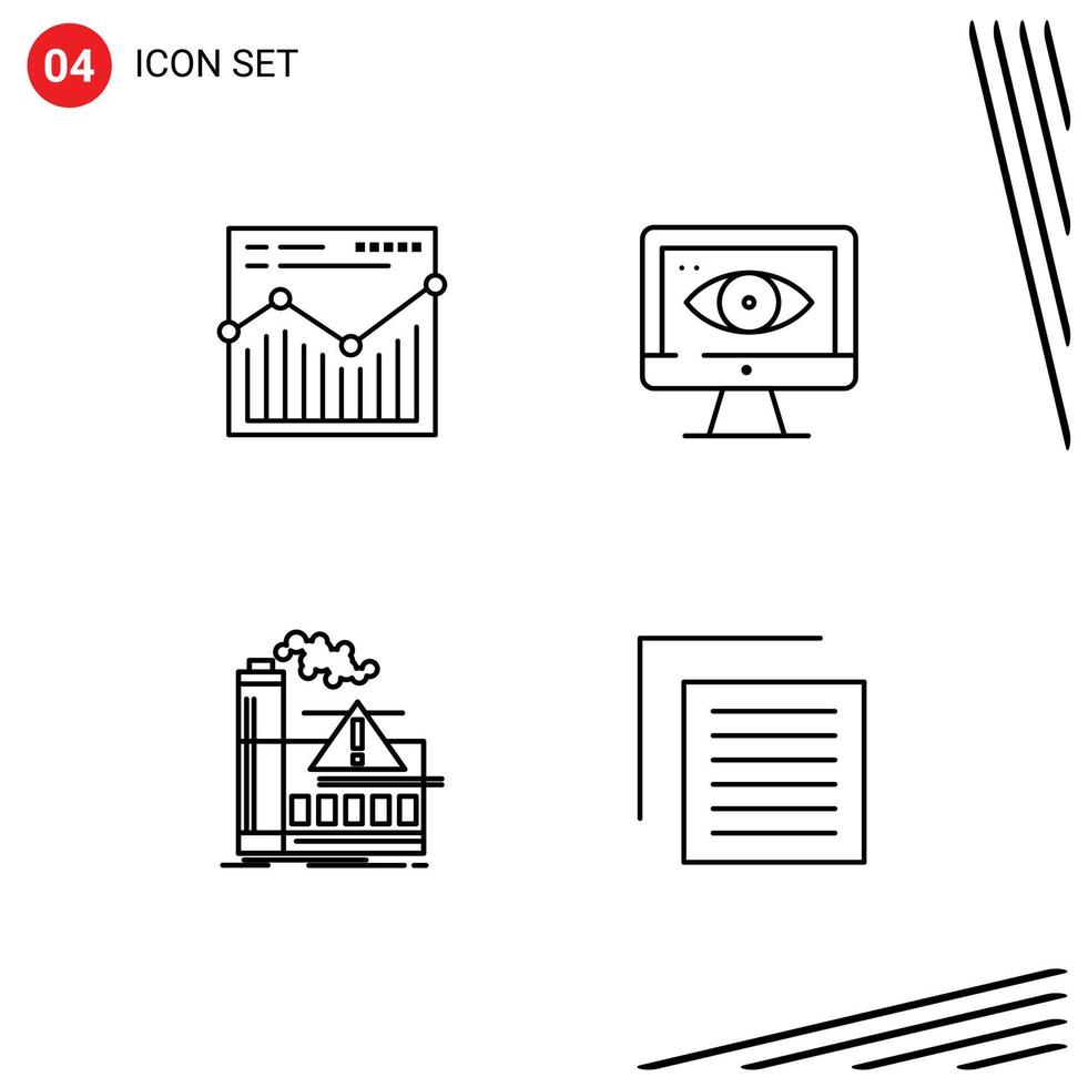 Group of 4 Filledline Flat Colors Signs and Symbols for analysis air report surveillance industry Editable Vector Design Elements