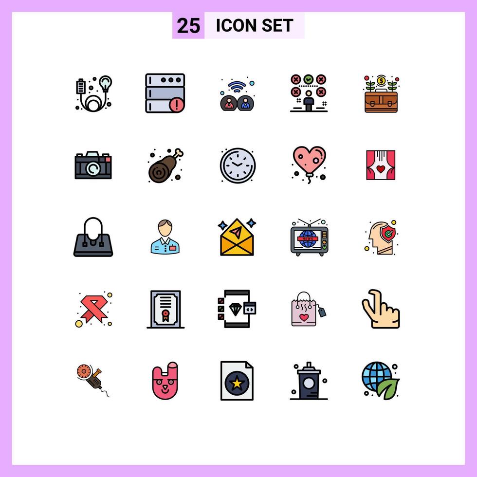 25 iconos creativos signos y símbolos modernos de la bolsa de la caja exámenes de internet hombre elementos de diseño vectorial editables vector