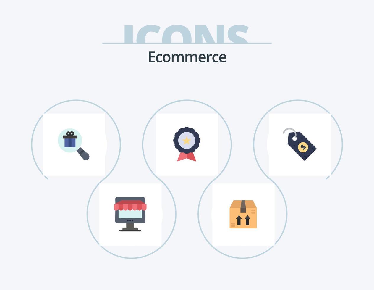 Ecommerce Flat Icon Pack 5 Icon Design. ecommerce. guarantee. research. finance. badge vector