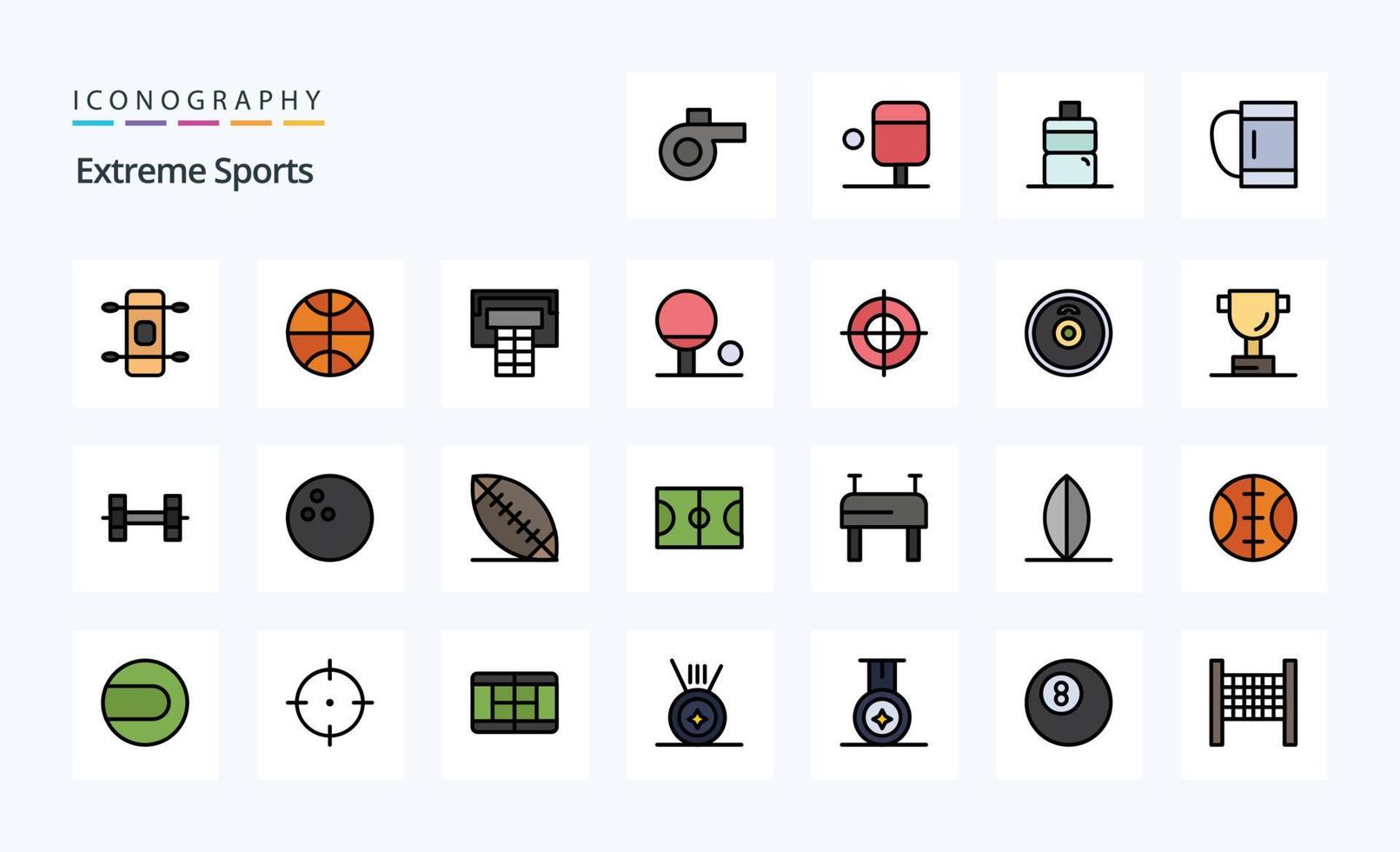 25 Sport Line Filled Style icon pack vector